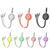 Câble de charge rapide USB Type C rétractable universel 3 en 1, câble de données flexible pour téléphone/Type C/Android