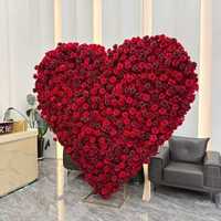 2m Roter Seiden-Blumenbogen in Herzform mit Ständer, Handgefertigt, Realistische Rosen-Kulisse für Hochzeiten & Muttertag Bühnendekoration