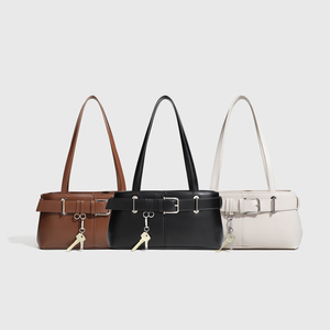 New Fashion Lady Retro PU Leather Shoulder <b>Bag</b> with Long Handle <b>Zip</b> Closure Single Strap Custom Logo Option - Product Image 4