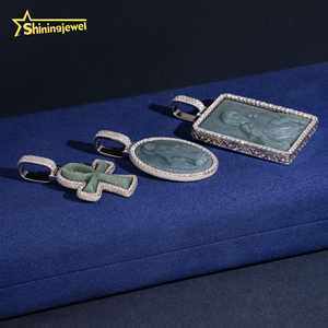 Joyería Religiosa Exquisita de <span class=keywords><strong>Jade</strong></span> Chino, Colgante Hip Pop con Retrato de Jesús, Virgen María, Macdona, Moissanita 925 y Cruz Ankh - Product Image 6