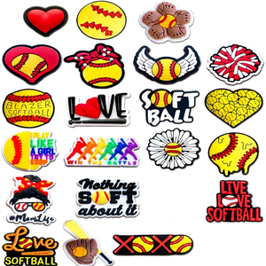 Parche de Tela Bordado de Softbol, PVC 2D, Color/Tamaño Personalizable, Duradero, Ligero, Decoraciones para Zapatos, Zuecos, Sandalias, Unisex - Product Image 1