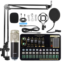 Interface audio professionnelle, carte son et mixeur avec ensemble de microphone BM800 pour ordinateur, karaoké, diffusion en direct et enregistrement