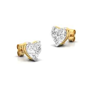 Élégantes boucles d'oreilles solitaires en diamant CVD de laboratoire taille cœur 0,44 ct, éclat majestueux, plaqué or 10 carats, certifiées IGI, bijoux étincelants - Product Image 1