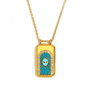 Collar de cartas del tarot chapado en oro de 14k y 18k, de acero inoxidable 316L, personalizado y vintage, para mujer, al por mayor. - Product Image 6