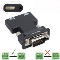 Convertisseur HDMI femelle vers VGA mâle 1080P, adaptateur HDMI vers VGA avec sortie audio, câble pour PC, tablette, ordinateur portable, téléviseur
