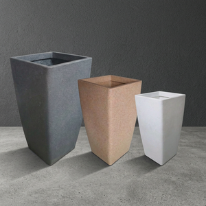 Jardinières carrées modernes en plastique pour extérieur, style minimaliste gris beige blanc - Product Image 3