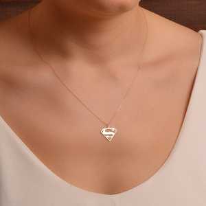 Inspirar joyería de acero inoxidable de la joyería <span class=keywords><strong>Superman</strong></span> encanto collar de oro o rosa oro plateado colgante personalizado collar - Product Image 5