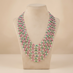 Collar de cuentas de rubí natural y esmeralda para mujer, joyería fina y elegante para bodas, días festivos y ocasiones especiales. - Product Image 1