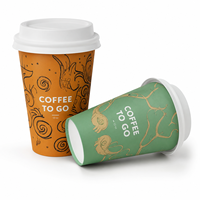 Gobelet en papier isotherme biodégradable et écologique avec couvercle et paille, à usage unique, pour café, jus, milkshake, fête en plein air