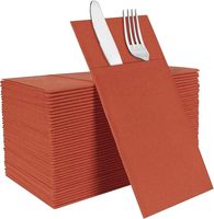 Serviettes en papier imprimées naturelles 2 plis, serviettes de table Airlaid avec pochette de style sac pour couverts