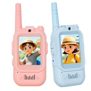 Talkie-walkie vidéo 2G pour enfants, en plastique, anti-interférence, bleu et rose, machine complète avec écran pour enfants - Product Image 1
