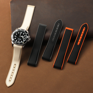 สายนาฬิกาซิลิโคนสีสันสดใสขนาด 20 มม. สายนาฬิกายางแบบสปอร์ตสองสีสำหรับนาฬิกาดำน้ำของผู้ชาย - Product Image 1
