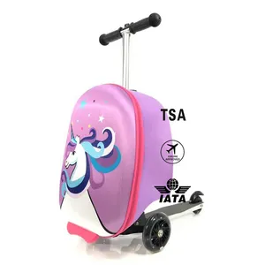 Fashion suitcase kit traveling bags sample backpack with kids scooter luggage set suitcase scooter