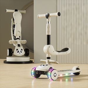 Tragbarer 3-in-1 Kinder-Kickroller mit Klappbarem Sitz, LED-Rädern und Blinklichtern, Panda-Laufrad für Babys, Versandbereit DDP - Product Image 4
