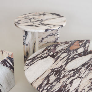<span class=keywords><strong>Table</strong></span> basse en marbre violet Calacatta, design nordique naturel, cadre en <span class=keywords><strong>T</strong></span>, plateau rond, décoration d'intérieur moderne, SH STONE - Product Image 5
