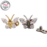 Freya ASTM F136 Implants en Titane et Zircon, Piercing Micro Dermal, Ancre Florale pour le Corps, Ancre Dermal pour Clavicule, Bijoux de Piercing