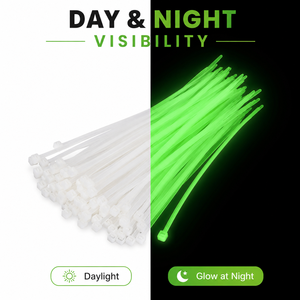 Attaches auto-luminescentes en plastique 3,6x200mm, à stockage d'énergie lumineuse, colliers de serrage polyvalents pour bricolage domestique et attache de plantes de jardin - Product Image 6
