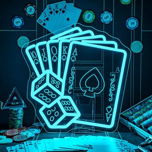 Dice Poker Letreros Neon LED indoor hanging ambient light shop <b>sign</b> wall decoration light entrance indicator light luminous <b>sign</b> - Product Image 1