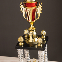 Trofeos de Plástico ABS de Alta Calidad, Trofeo de Cuatro Pilares Plateados, Base Plateada Negra, Impresión UV, Logotipo Personalizado, Múltiples Tamaños