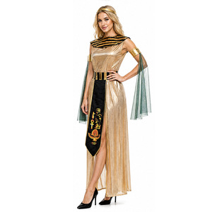 Womens Egyptian <b>Pharaoh</b> Costume Halloween Cleopatra Dress Gold Gown - Product Image 4