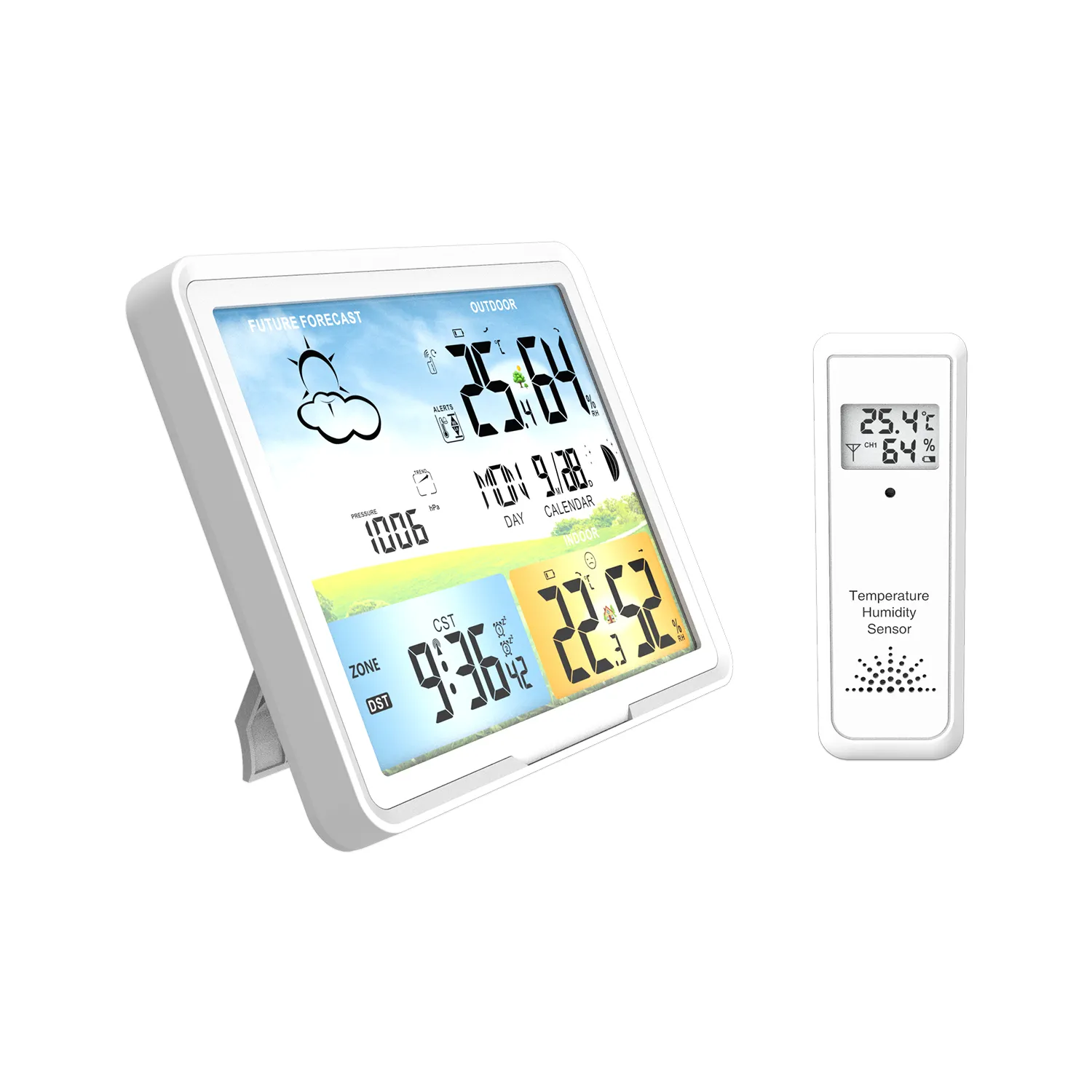 PT20A Wireless Weather Station Colorful LCD Weather Forecast Snooze alarm clock Station