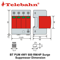 Parasurtenseur 600Y/347V 20-50kA Dispositif de protection contre les surtensions SPD pour système triphasé en Y/4W+G