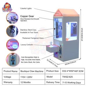 <span class=keywords><strong>Mini</strong></span> máquina de garra de juguete de lujo, máquina de juego de grúa de garra de Arcade que funciona con monedas para niños - Product Image 4