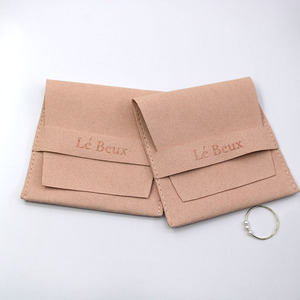 Pochette à bijoux en microfibre suédée, pochette à bijoux en velours suédé beige personnalisée avec logo, pochette et boîte à bijoux - Product Image 6