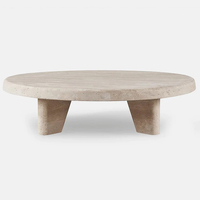 KUMUSI FURNITURE Wabi-sabi Table à thé simple en pierre de travertin Table d'appoint ronde en marbre pour salon design
