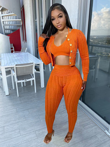 Suéter de punto de otoño e invierno, pantalones, traje informal, abrigo + chaleco, Top con pantalones, ropa de <span class=keywords><strong>mujer</strong></span>, cárdigan y pantalones largos, conjunto de 3 piezas para <span class=keywords><strong>mujer</strong></span> - Product Image 3