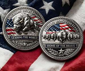 Pièce commémorative plaquée argent en relief 3D, spirit du <span class=keywords><strong>bison</strong></span> américain, pour <span class=keywords><strong>le</strong></span> 250e anniversaire, commandes en gros personnalisées - Product Image 1