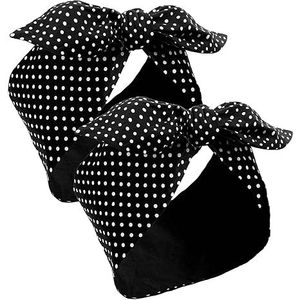 Sciarpa personalizzata per la testa da donna retrò 1940 <span class=keywords><strong>anni</strong></span> foulard Bandana fascia rossa nera con fiocco fascia per capelli Vintage con orecchie di coniglio - Product Image 2