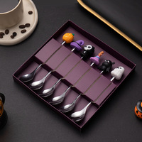 Ensemble cuillère-fourchette en acier inoxydable Dingyon OEM/ODM, vaisselle créative d'Halloween incluant une cuillère à mélanger, une fourchette à fruits et une cuillère à café
