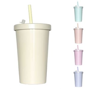 Gobelet biodégradable en PLA, couleur pastel, sans BPA, qualité alimentaire, pour boissons froides avec paille, écologique, portable, pour café et eau - Product Image 1