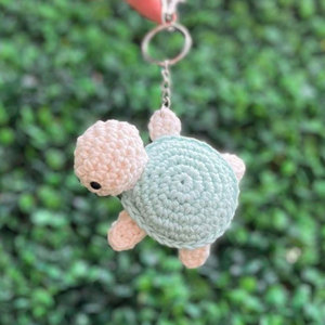 Handmade Crochet Turtle Keychains Mini Animal Pendant For <b>Bag</b> Gift Cute Irregular Shape Durable Woven Design Turtle <b>Key</b> <b>Rings</b> - Product Image 5