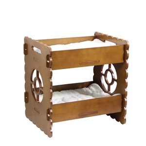 Wooden Cat <b>Bed</b> Double Layer Cat House With Faux Fur <b>Pad</b> For Cats Four Seasons Use - Product Image 2