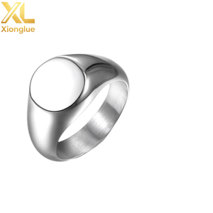 Bague rétro en acier inoxydable 316, de haute qualité, ton argenté, gravée, avec logo personnalisé, bijoux sur mesure - Product Image 2