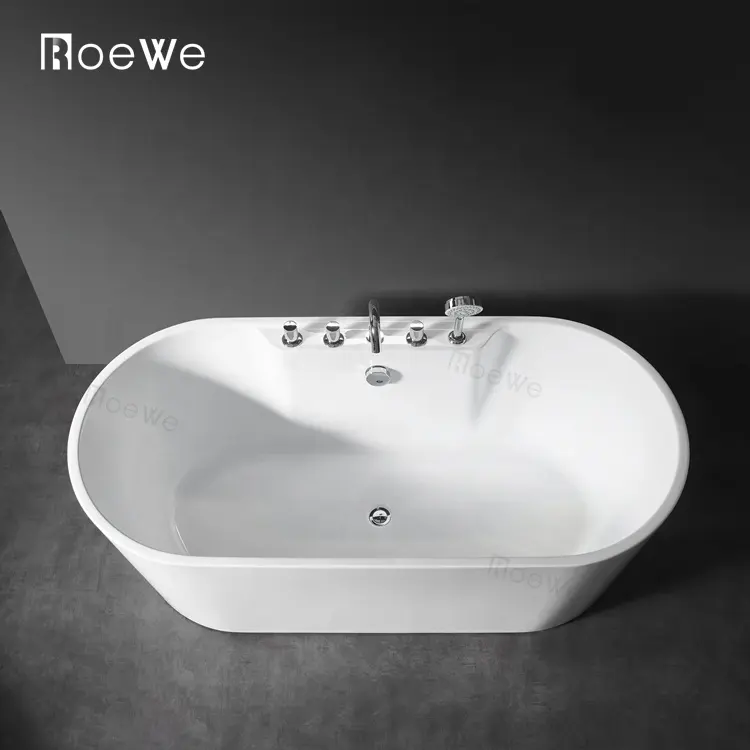 Простая однотонная белая однотонная ванночка 1,6 м, 1600 мм, отдельно стоящая овальная бесшовная акриловая ванна для замачивания