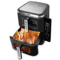 Friteuse à air double panier RAF R.50006 2800W, cuisinière domestique sans huile à double zone avec fenêtre de visualisation et commande tactile numérique