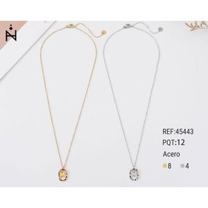 Collana con Ciondolo a Forma di M, Tono Oro e Argento, Catena in Acciaio con Charm a Lettera M, Gioielli alla Moda - Product Image 1