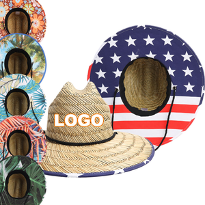 Visière de sauveteur de plage en herbe naturelle premium, avec sangle de menton réglable, impression sérigraphiée, personnalisation de l'identité de marque, protection solaire - Product Image 3