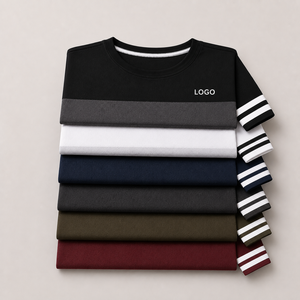 Camiseta Varsity Personalizada para Hombre, Camiseta Deportiva con Bloques de Color, Manga con Rayas Estilo Universitario, Ropa de Estilo Universitario, Fabricante OEM ODM de Marca Privada - Product Image 1