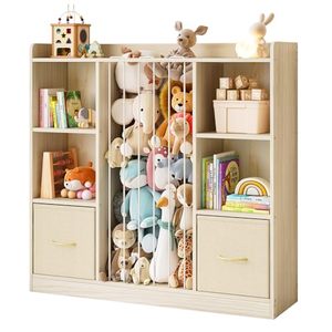 Organizzatore per <span class=keywords><strong>Giocattoli</strong></span>, <span class=keywords><strong>Scaffale</strong></span> in Legno per Peluche con 6 Cubi e Cassetti Rimovibili - Product Image 1