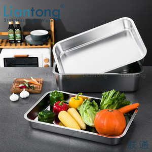 Approvisionnement d'usine en acier inoxydable 201 matériel litière pour chat bord roulé plateau profond récipient de service de nourriture casserole - Product Image 2