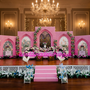 Elegant Wedding Stage Backdrop Floral <b>Arch</b> Decorative Panel Mandap Setup Party Hall Event <b>Decoration</b> Supplier - Product Image 3