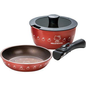 Batterie de cuisine Dreeko 4 pièces Hello Kitty en aluminium détachable, design mignon, antiadhésive, écologique, compatible induction – Meilleures ventes - Product Image 1