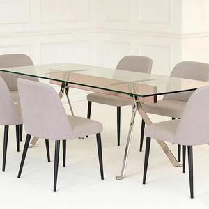 <span class=keywords><strong>Table</strong></span> à manger rectangulaire moderne personnalisable en verre trempé transparent, portable, idéale pour appartements et hôtels – Offre Spéciale - Product Image 1