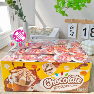 Biscuits en forme de cornet de crème glacée personnalisés, vente en gros de collations, biscuits <span class=keywords><strong>au</strong></span> chocolat <span class=keywords><strong>au</strong></span> lait sucré, biscuits croustillants fourrés à la confiture, gaufrettes en forme de cône - Product Image 6