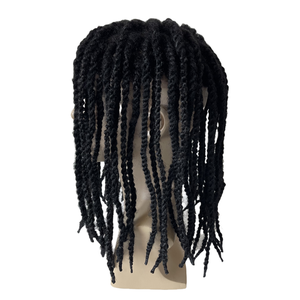 Extensiones de Cabello Humano Virgen Brasileño # Postizo de Cabello Afro Trenzado de 14 Pulgadas, Color Negro Azabache, con Encaje Completo <span class=keywords><strong>para</strong></span> Hombres Negros - Product Image 3