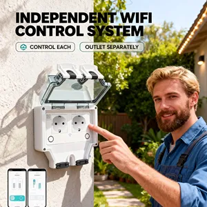 Enchufe de Pared Inteligente WiFi para Exteriores Tuya, Impermeable IP66, Temporizador, 16A, 220V, Doble Control - Product Image 4